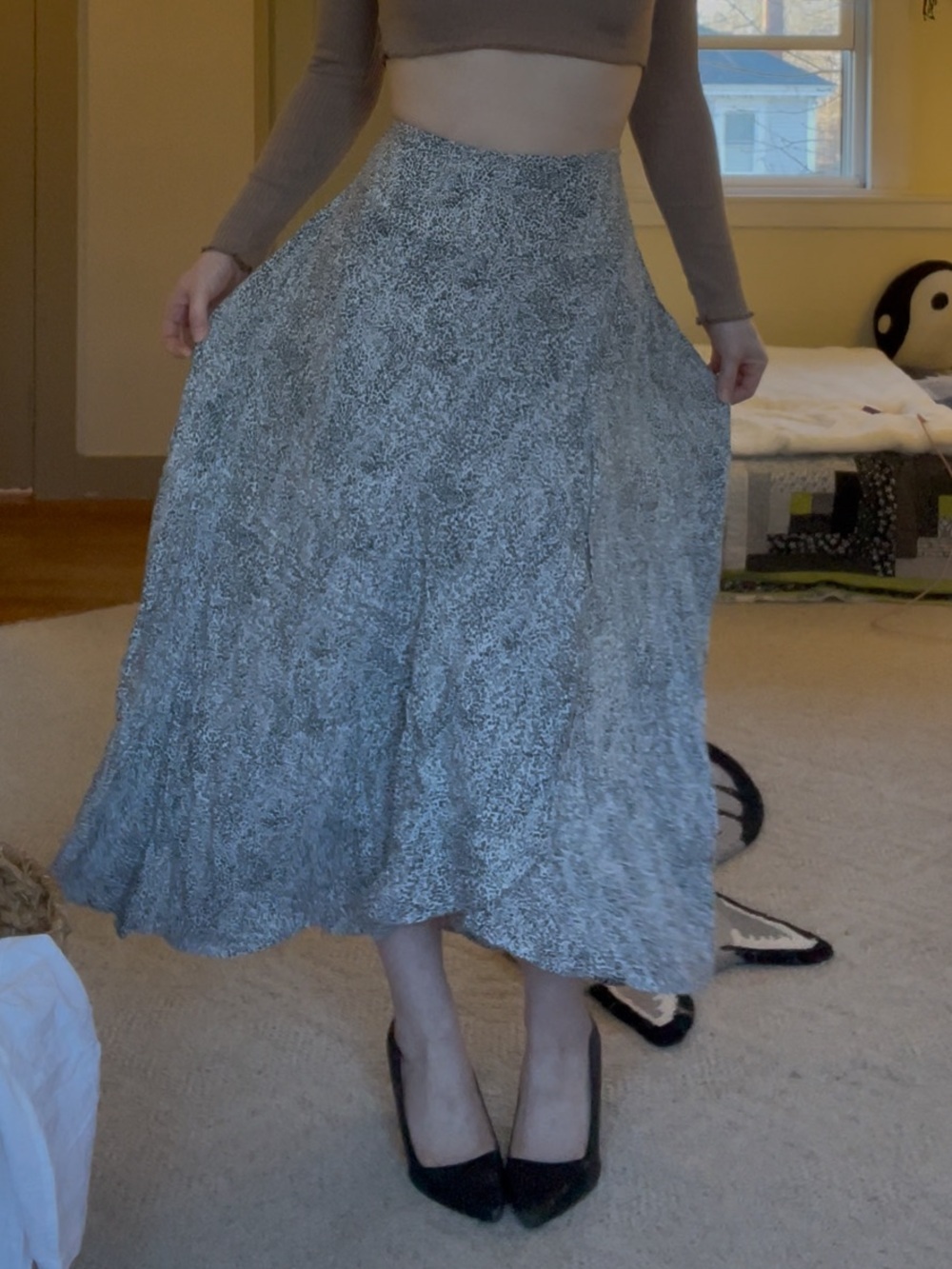 Japna A-Line Maxi Skirt Brown and Beige Leopard Print Whimsy Fairy Flowy Light - Picture 5 of 13